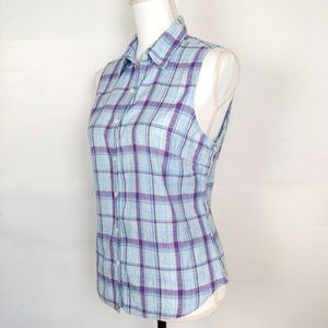 Columbia Blue and Purple Plaid Sleeveless